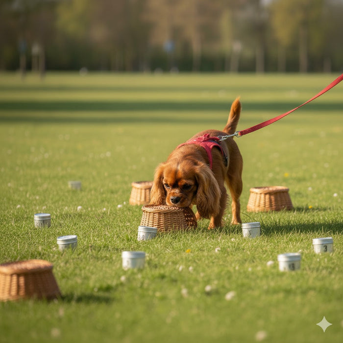 Canine seeking system activated through scentwork for reactive dogs