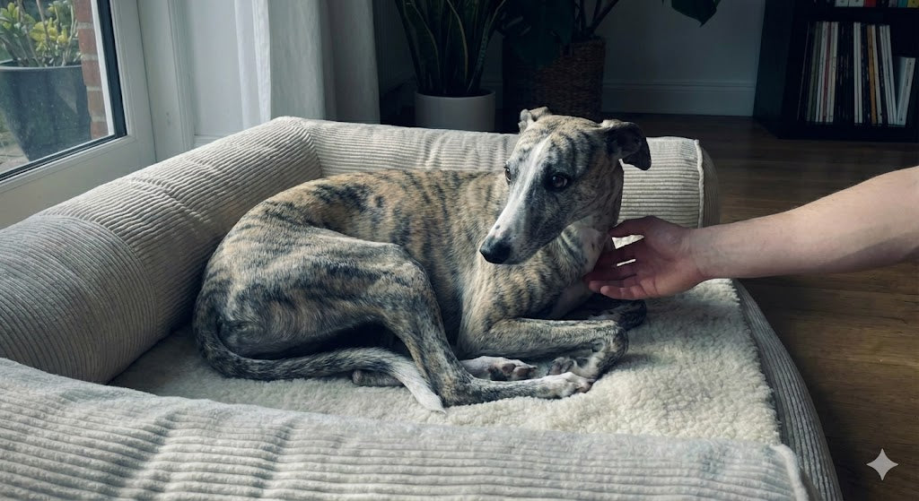 Guardian respecting dog's choice to move away during interaction
