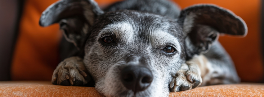 Relaxed dog resting peacefully showing good emotional wellbeing